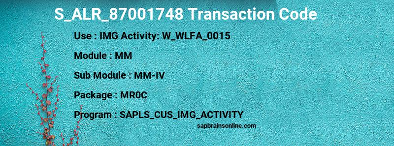 SAP S_ALR_87001748 transaction code