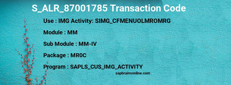 SAP S_ALR_87001785 transaction code