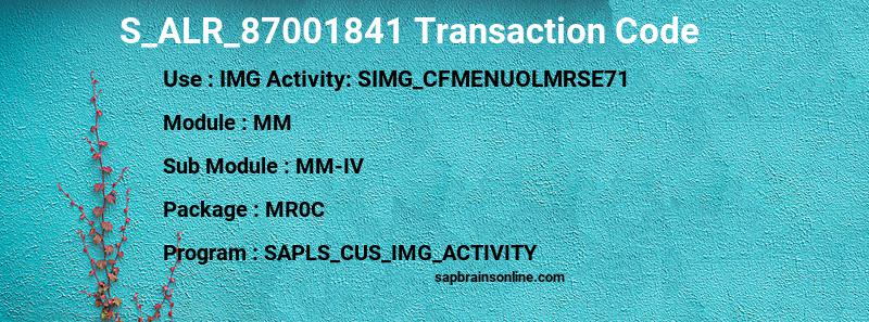 SAP S_ALR_87001841 transaction code