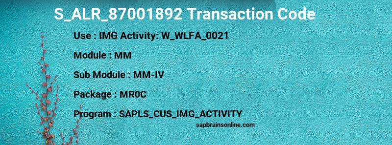 SAP S_ALR_87001892 transaction code