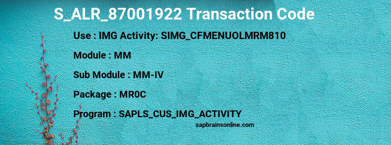 SAP S_ALR_87001922 transaction code