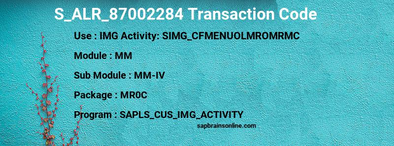 SAP S_ALR_87002284 transaction code