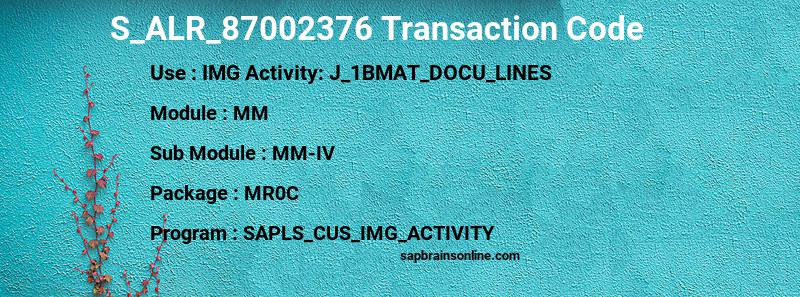 SAP S_ALR_87002376 transaction code