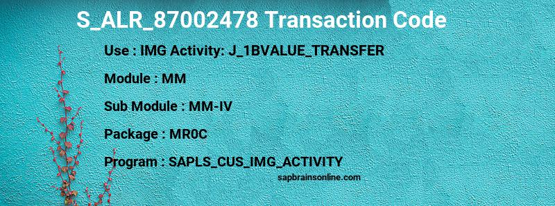 SAP S_ALR_87002478 transaction code