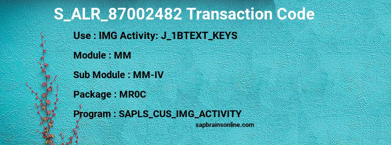 SAP S_ALR_87002482 transaction code