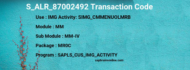 SAP S_ALR_87002492 transaction code
