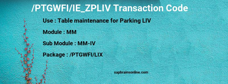 SAP /PTGWFI/IE_ZPLIV transaction code