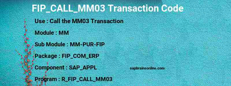 SAP FIP_CALL_MM03 transaction code