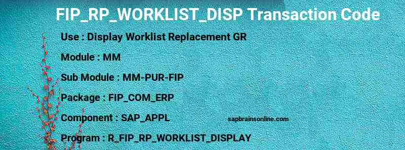 SAP FIP_RP_WORKLIST_DISP transaction code