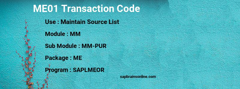 SAP ME01 transaction code