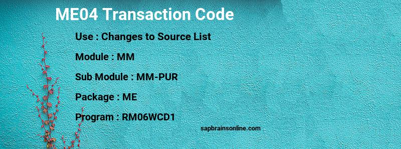 SAP ME04 transaction code