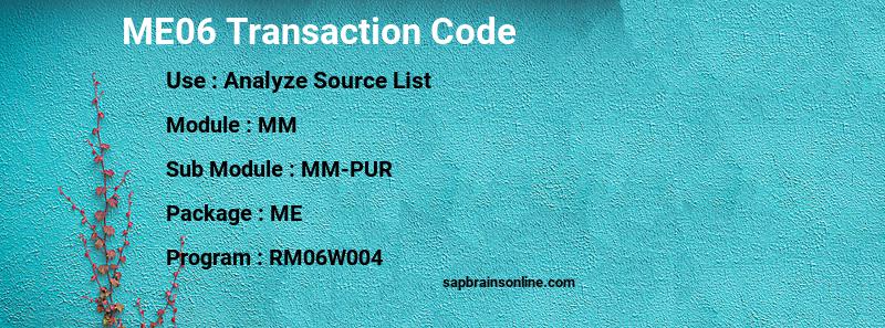 SAP ME06 transaction code
