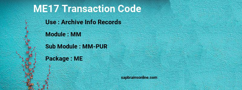 SAP ME17 transaction code