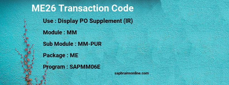 SAP ME26 transaction code