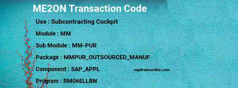 SAP ME2ON transaction code