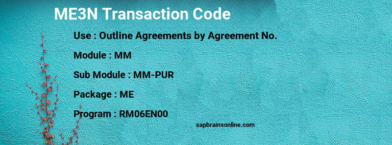 SAP ME3N transaction code
