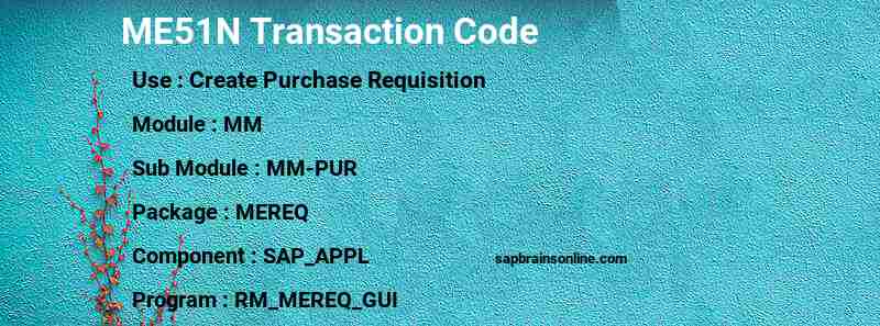SAP ME51N transaction code