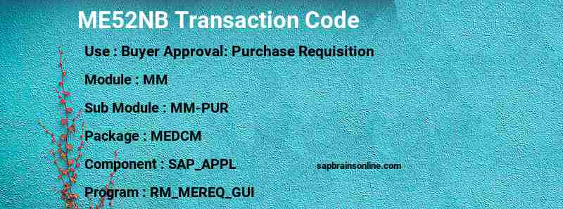 SAP ME52NB transaction code