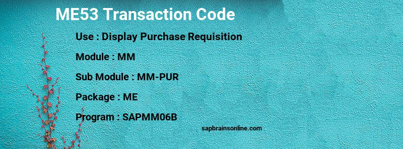 SAP ME53 transaction code