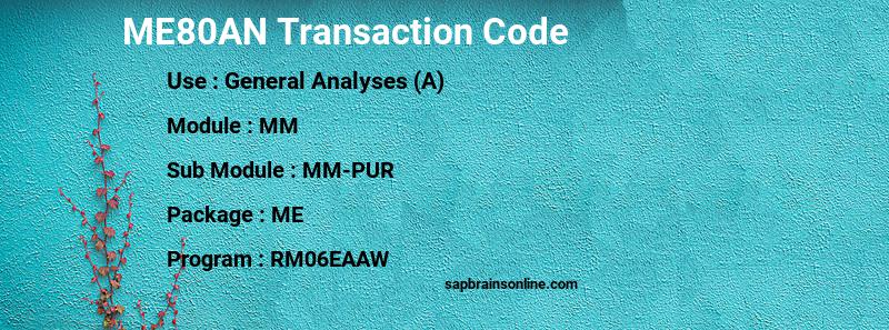 SAP ME80AN transaction code