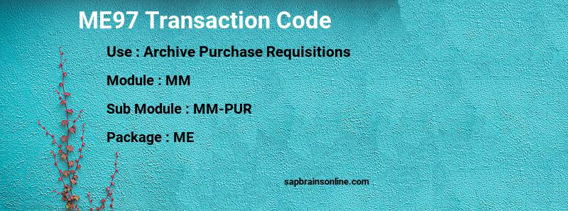 SAP ME97 transaction code