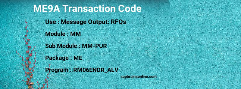 SAP ME9A transaction code