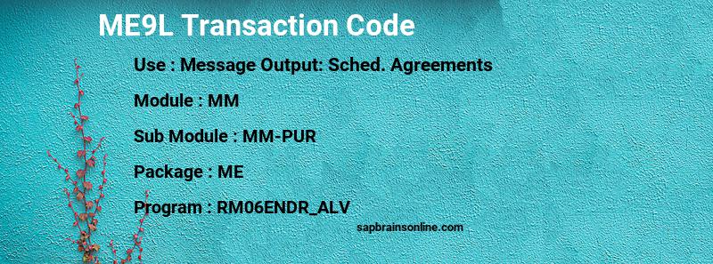 SAP ME9L transaction code