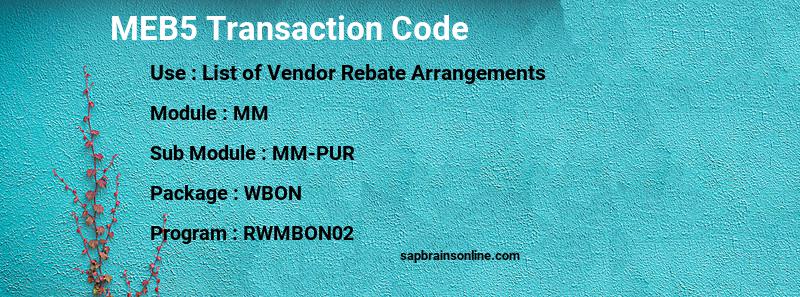 SAP MEB5 transaction code