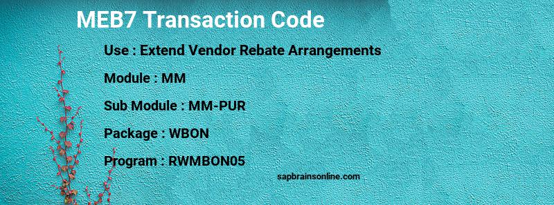 SAP MEB7 transaction code