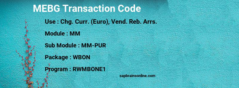 SAP MEBG transaction code