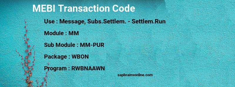 SAP MEBI transaction code