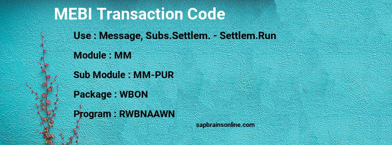 SAP MEBI transaction code
