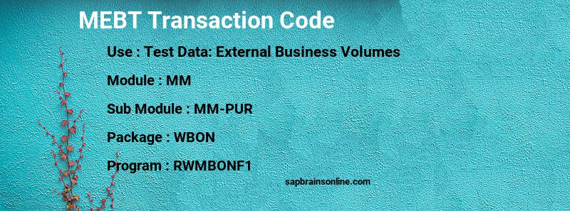 SAP MEBT transaction code