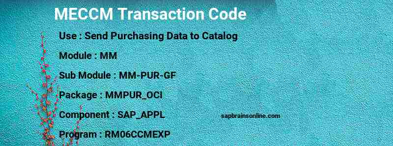 SAP MECCM transaction code