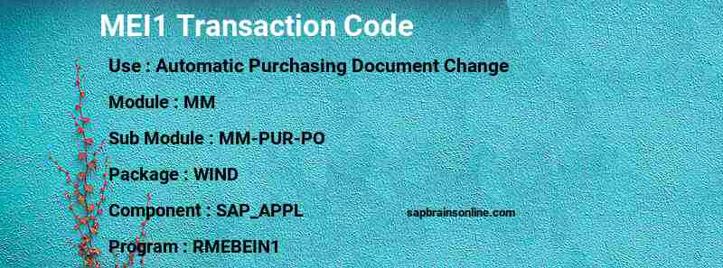 SAP MEI1 transaction code
