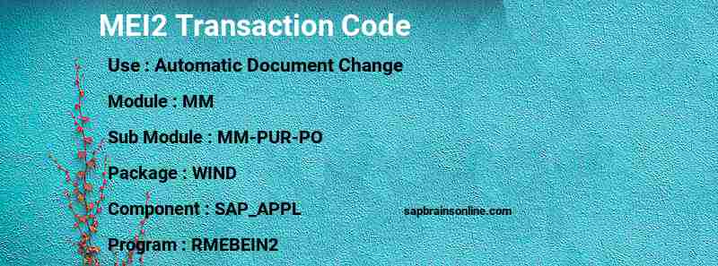 SAP MEI2 transaction code