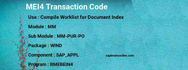 SAP MEI4 transaction code