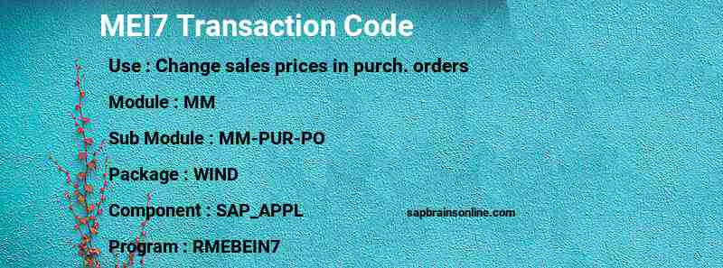 SAP MEI7 transaction code