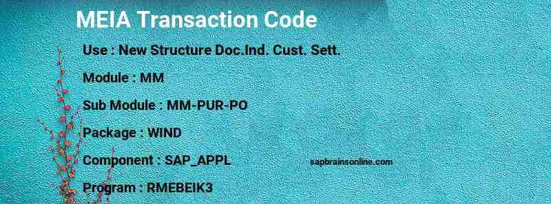 SAP MEIA transaction code