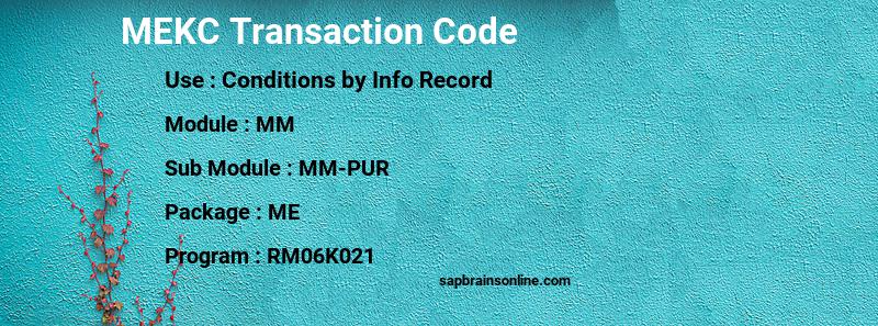 SAP MEKC transaction code