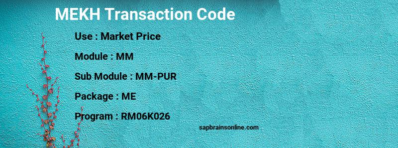 SAP MEKH transaction code