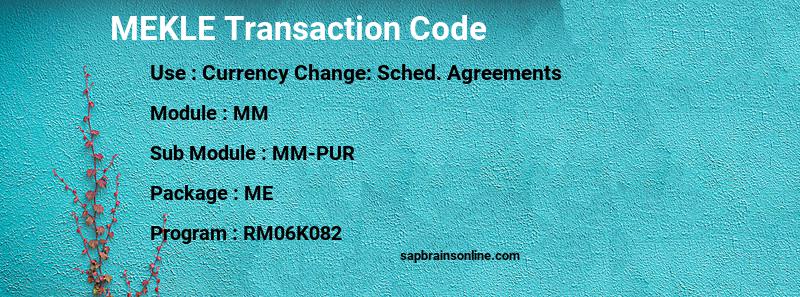 SAP MEKLE transaction code