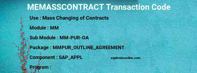 SAP MEMASSCONTRACT transaction code