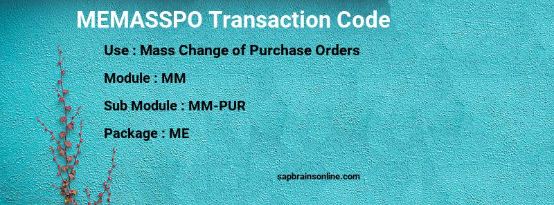 SAP MEMASSPO transaction code