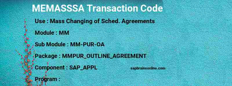 SAP MEMASSSA transaction code