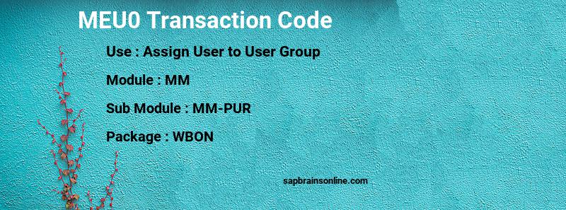 SAP MEU0 transaction code