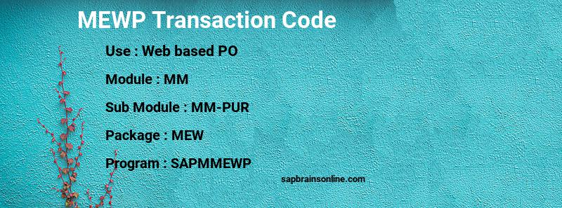 SAP MEWP transaction code