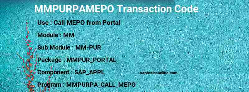 SAP MMPURPAMEPO transaction code