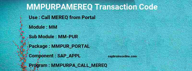 SAP MMPURPAMEREQ transaction code