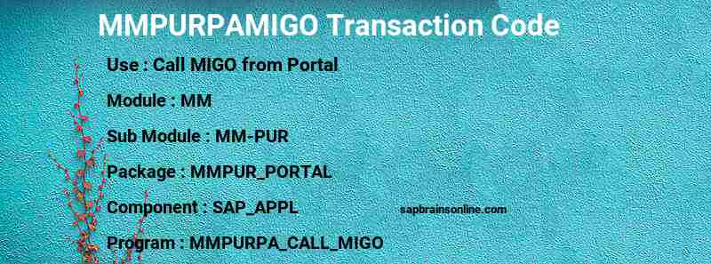 SAP MMPURPAMIGO transaction code